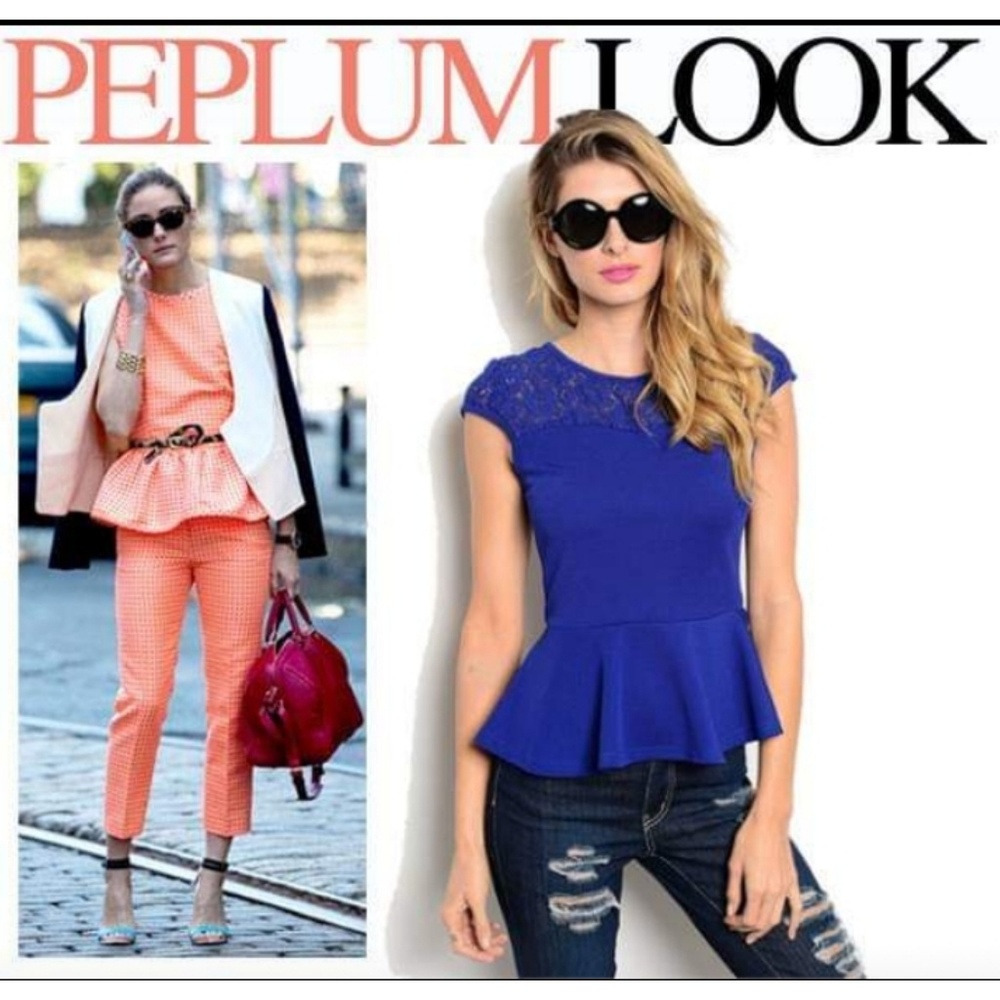 💕Lovely Royal Blue Peplum Top - Picture 2 of 5
